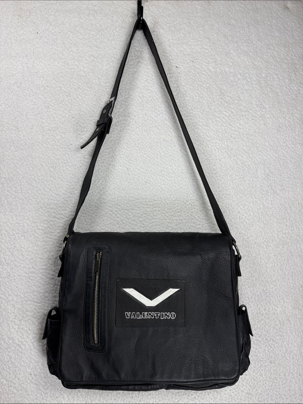(X2) Large vintage multifunctional laptop bag made of thick genuine leather